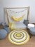 Tapete de crochê amarelo, cinza e OffWhite