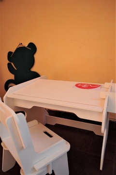 Imagen de Mesa de rollo + asiento (silla montessori, de encastre, o banco)