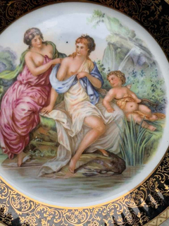 Plato Antiguo Renacentista Dorado Escena Galante - Vanessa Sivulosky