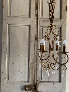 Lámpara Colgante de hierro vintage antigua con caireles - comprar online