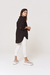 Camisa Lino Larga Oversize Negro - PIXXEL