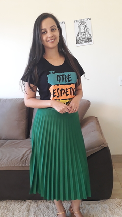 Saia Plissada Midi Verde
