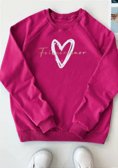 Blusa de Moletom Foi por Amor Rosa