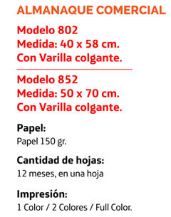 Almanaques comercial de pared 2022