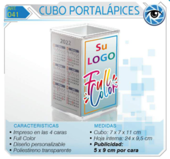 Almanaques Cubo Porta Lapiz 2022 FULL COLOR