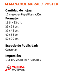 Almanaques mural  15 , 23 , 31 , 40 y 50 cm  2021 en internet