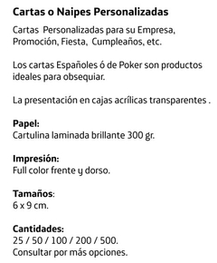 Naipes POKER  - Dorso Personalizados - tienda online