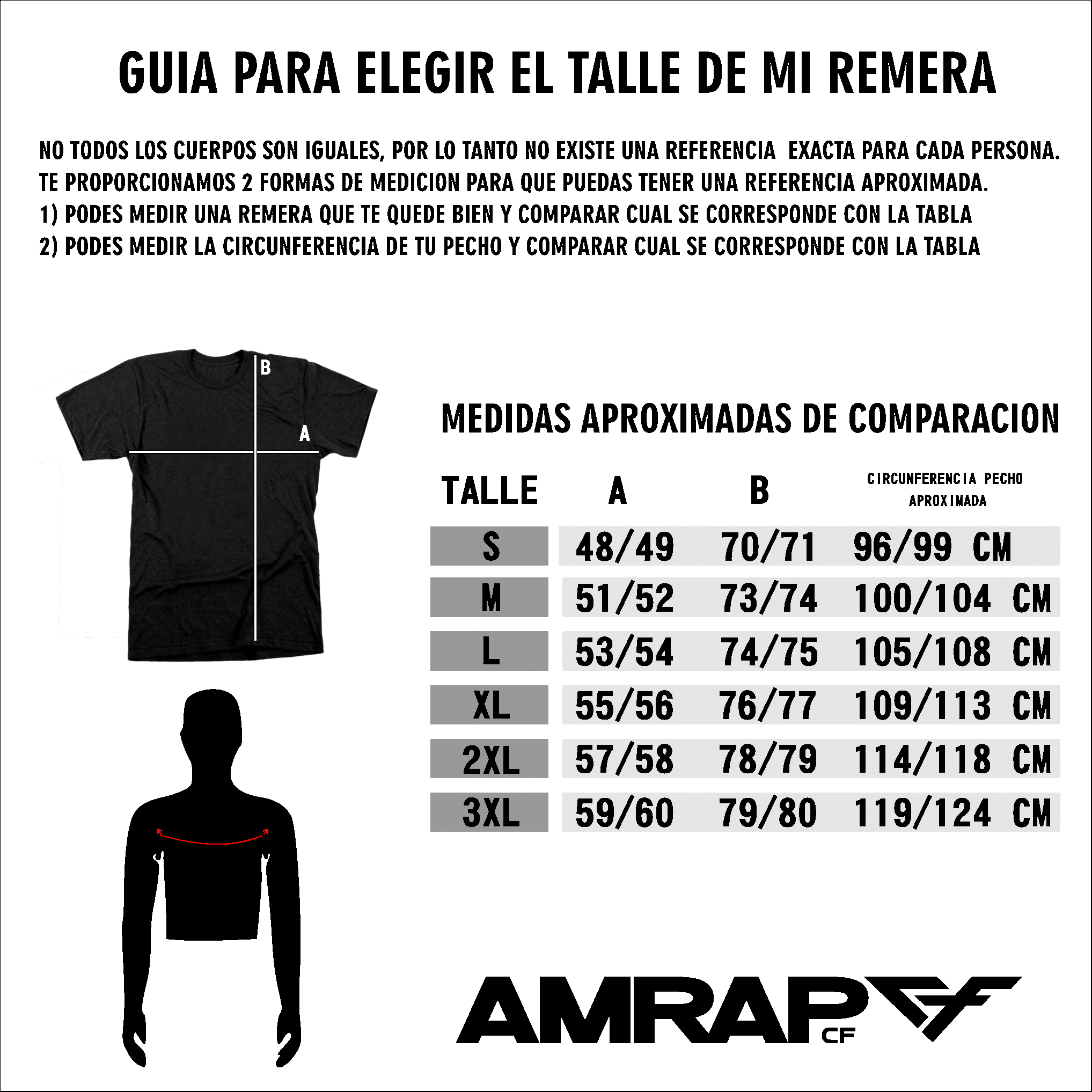 TABLA APROXIMADA TALLES DE HOMBRE AMRAP CF 