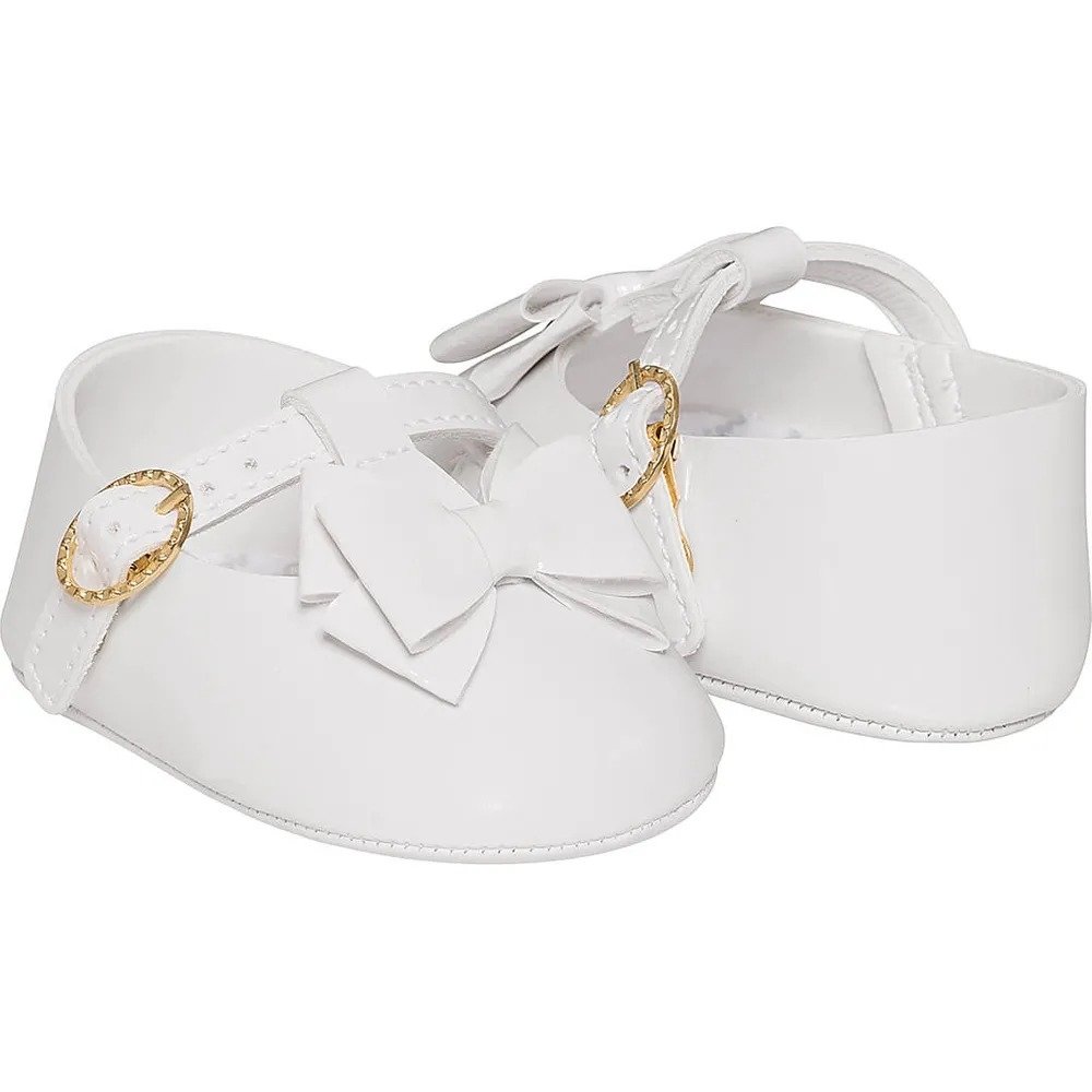 Sapato infantil branco com laço Pimpolho meninas 0 a 7 meses