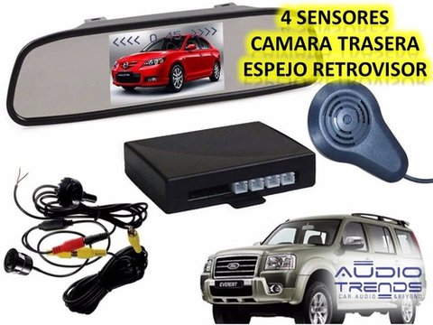 Kit De Sensores y Cámara Trasera Con Display en Espejo Retrovisor