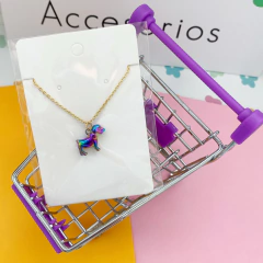Collar Dorado Perro Multicolor