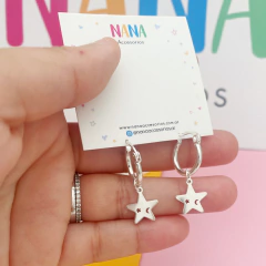 Aros Acero Blanco Luna Estrella
