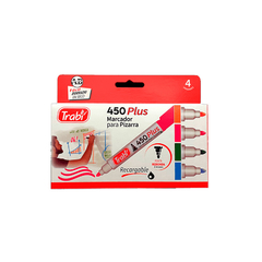 MARCADOR DE PIZARRA TRABI RECARGABLE 450 X4 COLORES FANTASIA