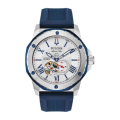 Reloj Bulova analógico automático para hombre con correa de silicona 98A225, Reloj automático, Agente Oficial.
