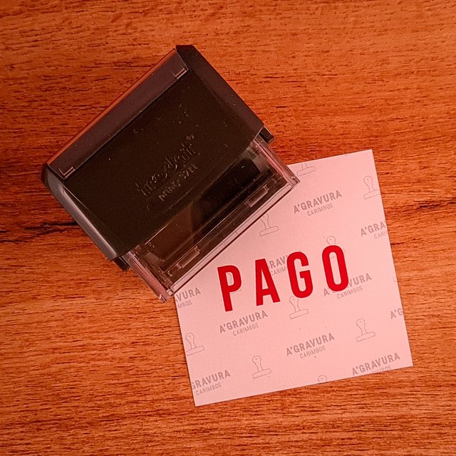 Carimbo Escrito “Pago” - Carimbo empresarial.