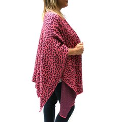 Ruana de lana animal print rosa - tienda online