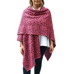 Ruana de lana animal print rosa