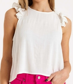 BLUSA DE LINO CON VOLADOS - tienda online