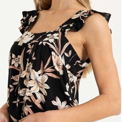 BLUSA CON ESTAMPADO FLORAL NEGRO - comprar online