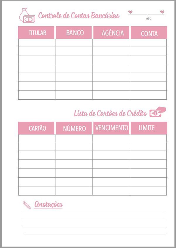 Agenda Financeira Papel Paixao Scrapbook