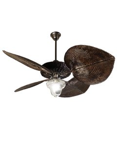rattan fan casablanca style. chocolate color with lights
