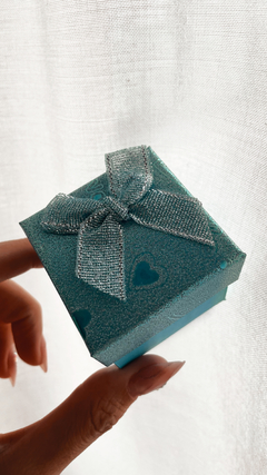 CAJA ANILLO BRILLOSA CELESTE - comprar online