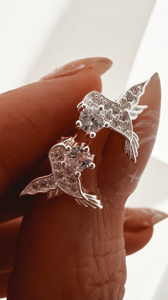AROS COLIBRIES BLANCOS PLATA 925