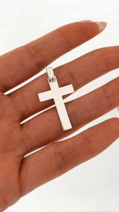 DIJE CRUZ PLANA LARGA Nº 2 PLATA 925 - comprar online