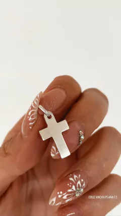 DIJE CRUZ PLANA CORTA TALLE 1 PLATA 925