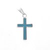 Dije acero blanco cruz esmaltada celeste 2,5 cm D&K - 1300RE-19