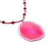 Conjunto metal y piedras rosas con dije piedra indian pink 50 cm Copacabana D&K / 700CC-12