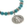 Conjunto metal y piedras turquesa con dije San Benito 40 cm Copacabana D&K / 700CC-2
