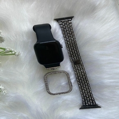 Kit luxo Smartwatch W27 MAX lançamento 2022 + pulseira luxo + capa pedra luxo | Preto na internet