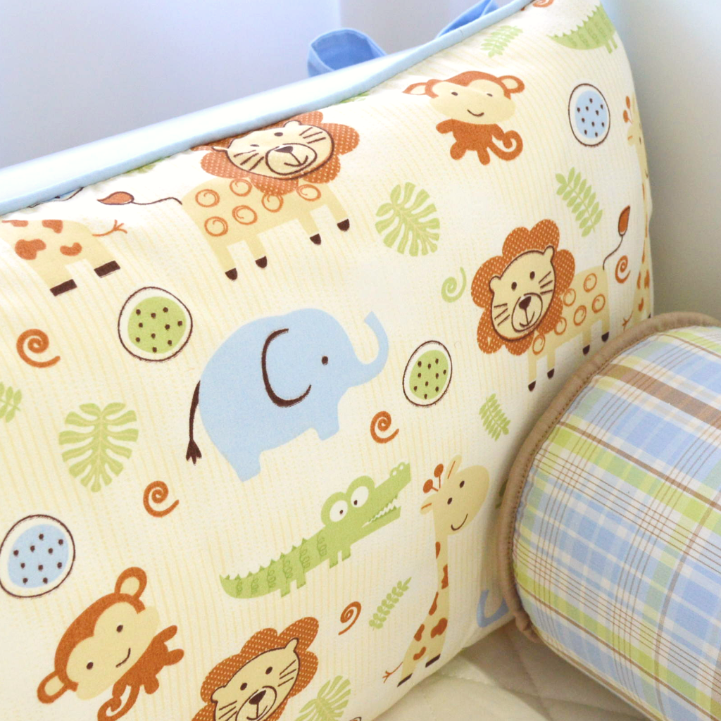 KIT BERÇO SAFARI AZUL - FLOR DE ANJO DESIGN INFANTIL