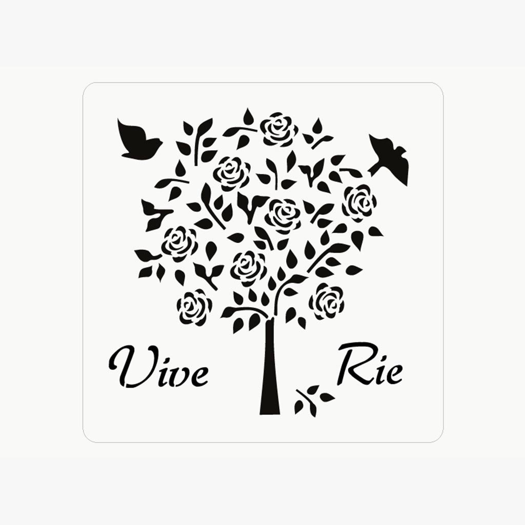 Stencil árbol vive, ríe 15x15