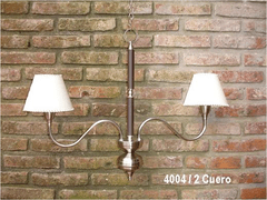 Lampara Araña Colgante Platil y Cuero Curva (2 Brazos)