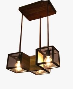 Colgante 3 Luces Madera