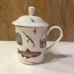 Mug Tea For One (UK) Con Tapa y Filtro Acero Garden Flowers - Porcelana Inglesa