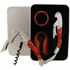 Set para vino en caja de metal